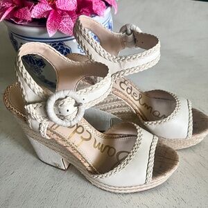 Sam Edelman Ivory Leather Woven Platform Sandal size 7
